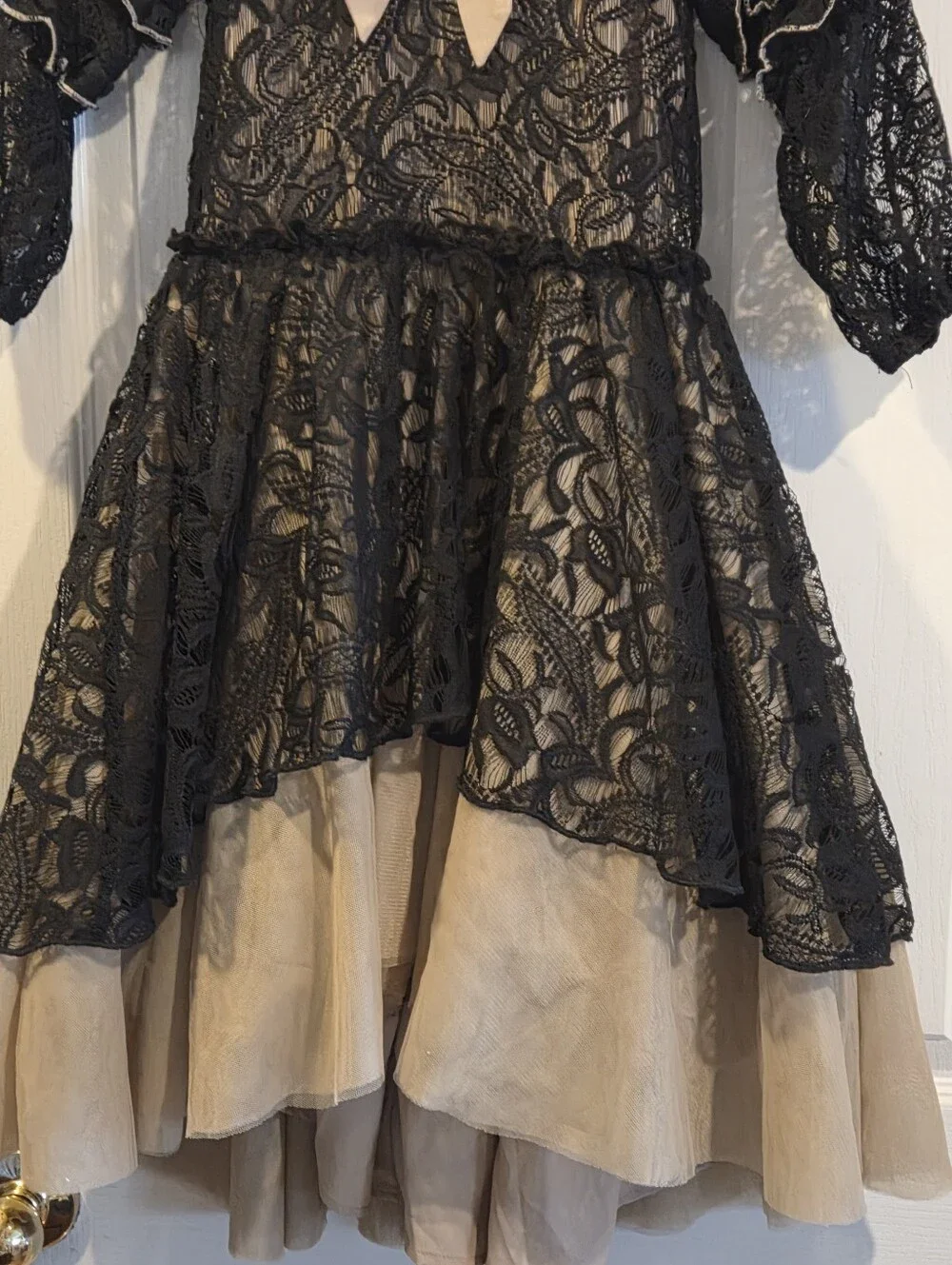 Mia Joy Joyfolie Girls Lace Tiered Ruffle Dress black Steampunk goth Size 5